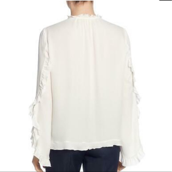 T Tahari Ruffled Sheer Long Sleeve Blouse Size L - Picture 3 of 9